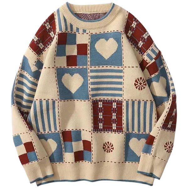 Mens Sweaters Vintage Hip Hop Streetwear Harajuku Retro Japanese Style Love Knitted Couples Autumn Cotton Pullover 230131