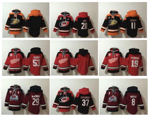 Old Time Hoodie Trevor Zegras Hockey Jersey Steve Yzerman Moritz Seider Sebastian Aho Avalanche Nathan MacKinnon Cale Makar Svechnikov Size S -XXXL
