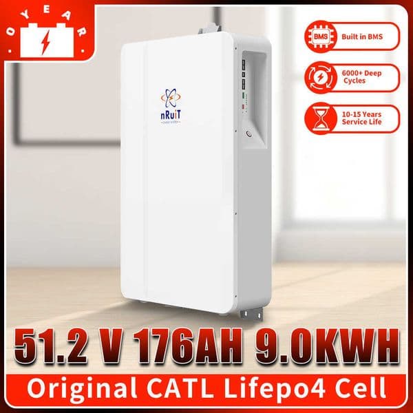 9Kwh powerwall nRuit 48v battery pack 175AH 200AH backup power supply for home wind power generation system solar energy system