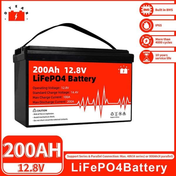 12V 200AH Lifepo4 Battery Pack Built-in BMS Rechargeable Brand New Lithium iron phosphate Cell For Golf Carts Rv EV Boat