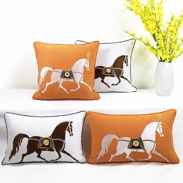 2026 Decorative Pillow Croker Horse Design Embroidered Sofa Cushion Cover Pillowslip Pillowcase Without Core Home Bedroom Car Seat Backre Without Inner Free Shi