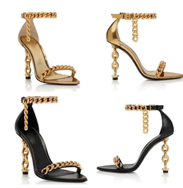 Luxurious Designer Ladies Summer Sandals Patent Leather Heels Women Sandals Padlock Sandal Pouder Party Dress Wedding EU 35-43