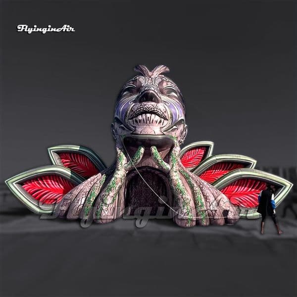 Artistic Large Inflatable Goddess Concert Actor Appearance Tunnel Jungle Style Airblown Passage Figure Model With Wings For Carnival Stage Backdrop