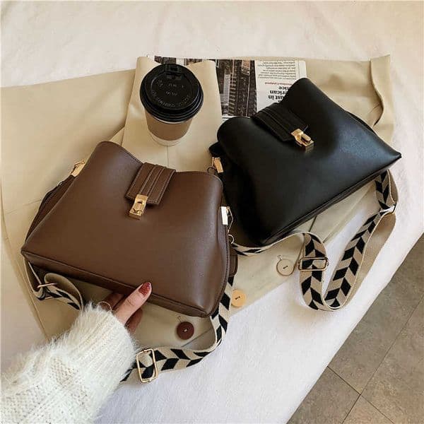 Vintage Simple Small PU Leather Bucket Crossbody Bags For Women CMM Designer Fashion Lady Luxury Black Shoulder Handbags