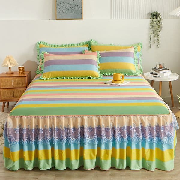 Bed Skirt Lace Bed Skirt Soft Bedspread Full Twin Queen King Size Bed Sheet Mattress Cover Four SeasonsPillowcase separated 230211