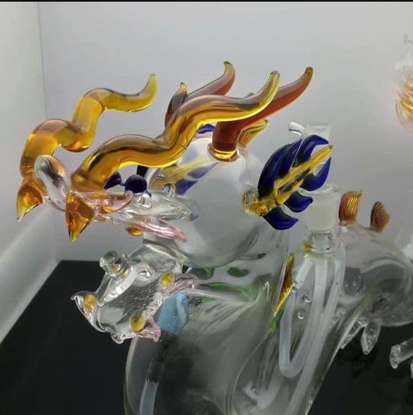 new Europe and Americaglass pipe bubbler smoking pipe water Glass bong Super large colored glass dragon pot