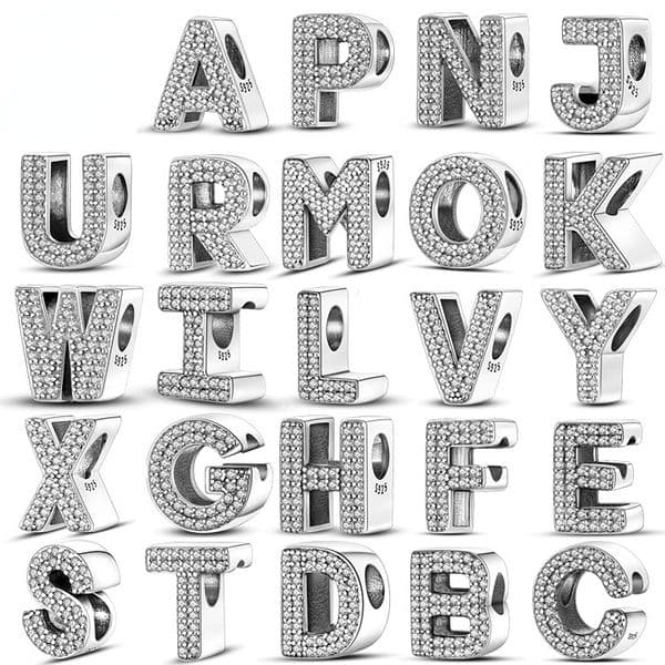 New Popular 925 Sterling Silver Full Dia Letters Handmade Diy Hand Painted Letters Jewelry Womens Fashion Accessories