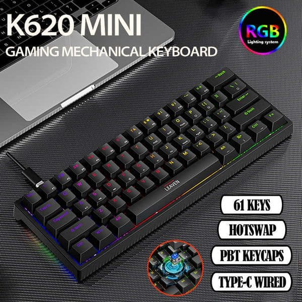 Keyboards 61 Keys 60% Mini Gaming Mechanical Keyboard RGB Hotswap Type-C Wired Gaming Keyboards Ergonomics Keyboard PBT Keycaps For Gamer T230215