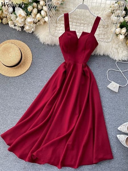 Casual Dresses Woherb Summer Robe Dress Women V Neck Long Party Sexy Tank Backless Spaghetti Strap Maxi Female Holiday Vestidos 230216