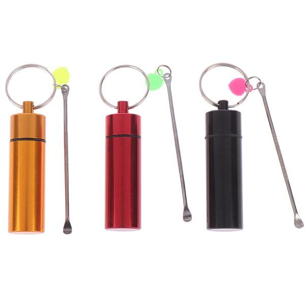Smoking Accessories Premium Bullet Glass Snorter Aluminum Bottle Pill Box Case Sniffer Snuff Bottles With Metal Spoon