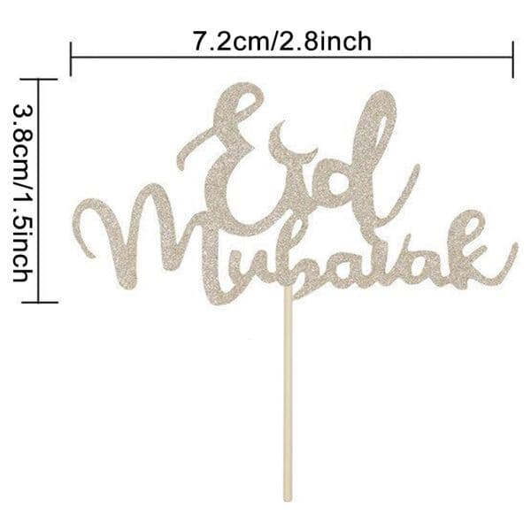 10Pcs/Lot Eid Mubarak Cake Toppers Gold Silver Muslim Baking Cupcake Decor Topper Ramadan Party Cakes Decoration Topper Card Adornos Para Tartas De Eid Mubarak