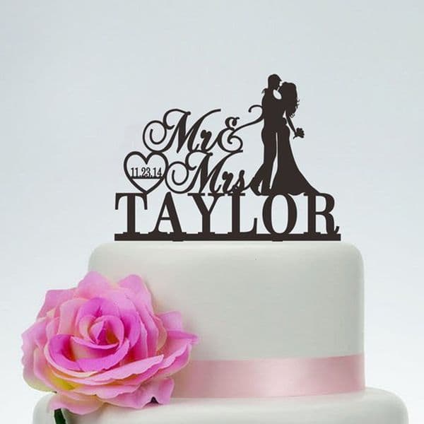 Other Event Party Supplies Wedding Cake Topper Mr and Mrs Cake Topper With Surname and date Personalized Cake Topper decorative wedding supplies 230217