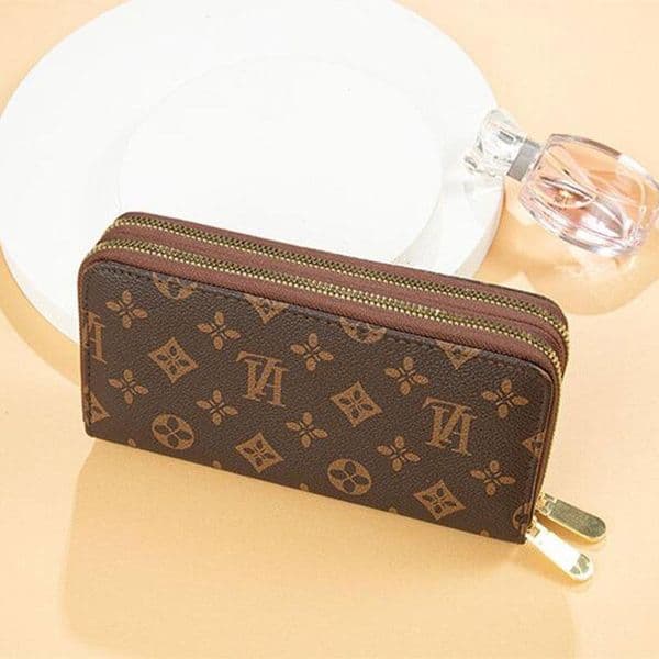 Top Quality Fashion Women Clutch Wallet Pu Leather Wallet Single Zipper Wallets Lady Ladies Long Classical Purse with Orange Box Card