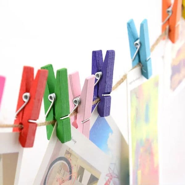 Fashion Mini Spring Clips Clothespins Beautiful Design 35mm Colorful Wooden Craft Pegs For Hanging Clothes Paper Photo Message Cards
