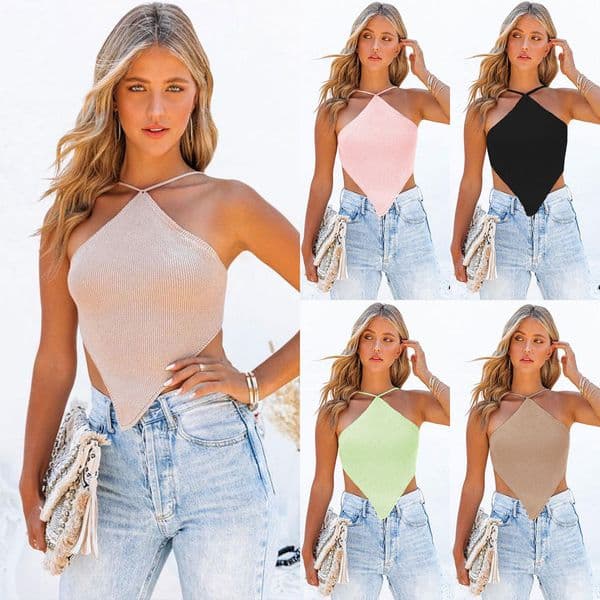 Women's Tanks & Camis Streetwear Crop Tops Rave Y2K Fashion Sleeveless Backless Sexy Tank Top Festiva