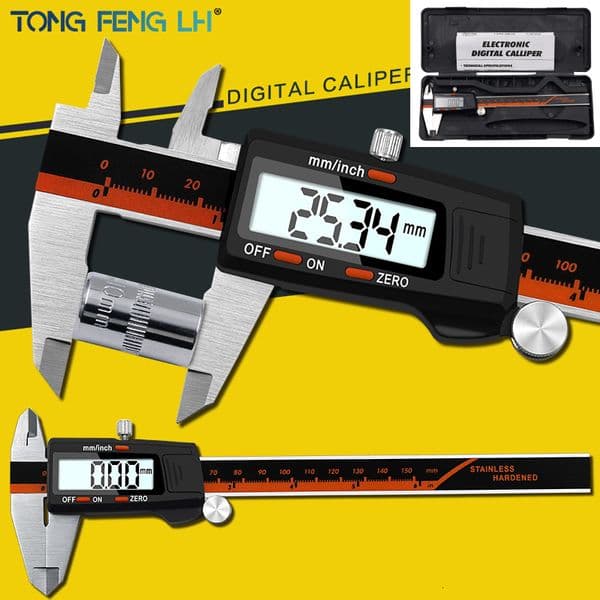 Vernier Calipers Digital 6 Inch 0-150mm Stainless Steel Electronic Micrometer Depth Measuring Tools 230227