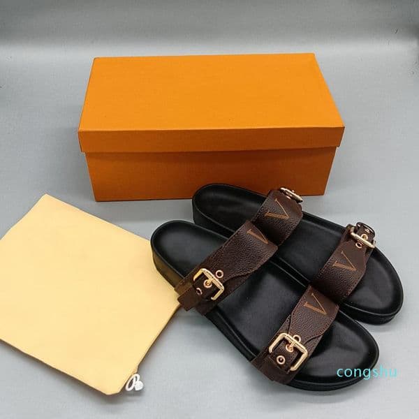 Luxury Brand Summer Sandals Designer Slippers Slides Floral Brocade Genuine Leather Flip Flops Women Shoes Sandal Effortlessly Casual shoes