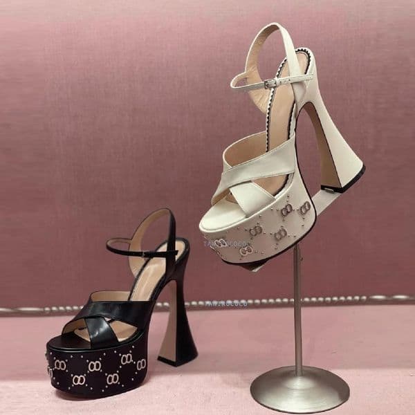 janaya leather g stud detailed platform sandals chunky high heels ankle strap open toe heeled block heel sandal luxury designer shoes for gg gucciis guccis VPPU