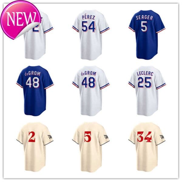 Custom Jersey 48 Jacob Degrom 5 Corey Seager 34 Nolan Ryan 2 Marcus Semien 27 Vladimir Guerrero 54 Martin Perez 72 Jonathan Hernandez