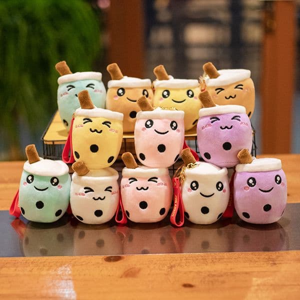 10cm Cute Bubble Tea Keychain Soft Plush Toy Pendant Stuffed Boba Doll Kawaii Backpack Bag Decor Birthday Gifts for Girls Kids