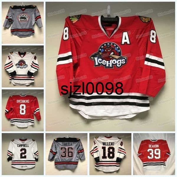 Sj98 Custom Rockford IceHogs Hockey Jersey AHL Michal Teply Carson Gicewicz Cameron Morrison Garrett Isaak Phillips Josiah