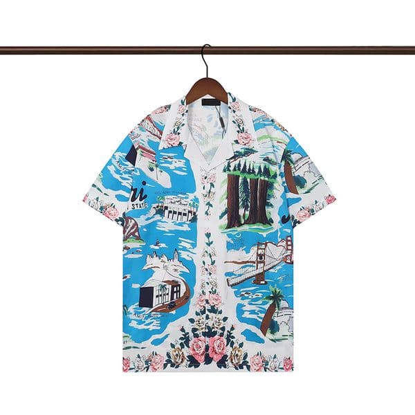 mens Designer Shirts Mens Fashion classic print bowling shirt Hawaii Floral Casual Shirts Men Slim Fit Short Sleeve
