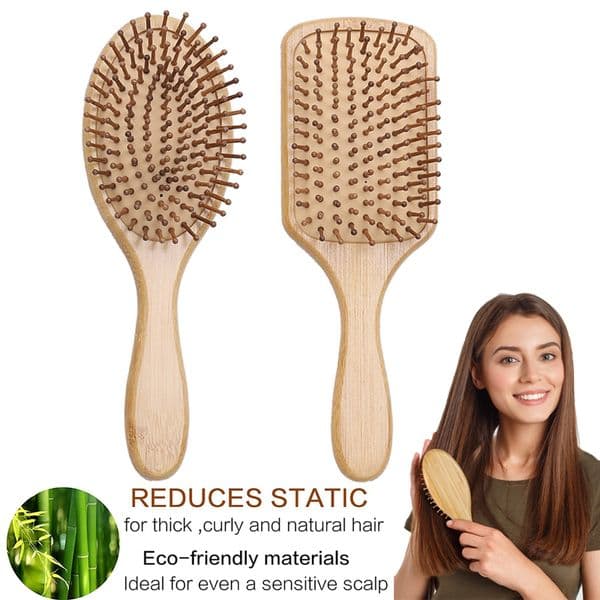 Bamboo Hair Comb Paddle Brush Hairbrush Massage Hair Brush Large Comb Detangling Hair Combs SAC Massager Prevent Trichomadesis HOT L260512