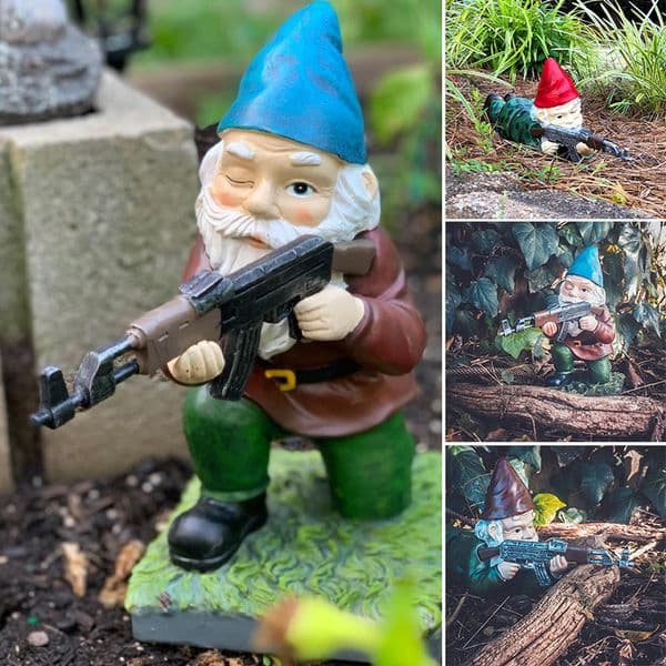 Gnome Statue Funny Garden Army Decorations Resin Desktop Lawn Ornament Outdoor Decoration Wooden Monster Yard Sculpture