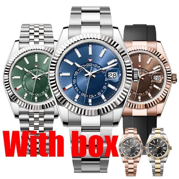 Mens High Top Quality Designer SKY Automatic Hinery Movement Watches with Box Stainless Steel Luminous Waterproof Sapphire 18603 53373 94375 69860 40249