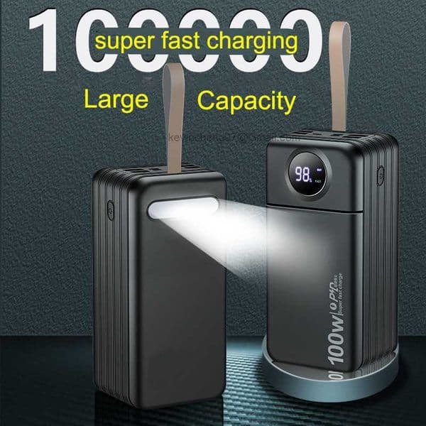 Free Customized LOGO Two-way Fast Charging Power Bank 100000mAh 4 USB Output Poverbank External Battery with Flashlight For iPhone 1314 Xiaomi Huawei