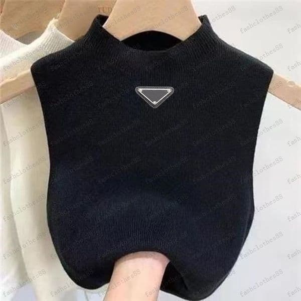 Women's Designer Vest T-Shirt - Loose Knit Sleeveless Pullover with Round Neck for Spring/Fall