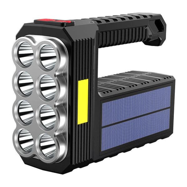 Handheld Flashlight 8LED Bulbs Solar Charging USB Charge Portable Lamp 4 Bright Lighting Modes Outdoor Camping Searchlight