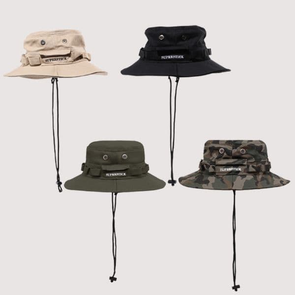 West Cowboy Bucket Hats Unisex Solid-color Drawstring Sunshade Wide Brim Hat