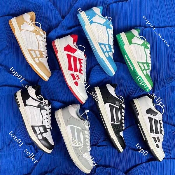 Designer Casual Shoes Athletic Skelet Bones Runner Top Low Skel Skeleton Men Skeletons Women Black White Genuine Hi Leather Sneakers Lace Up Original sport Trainer