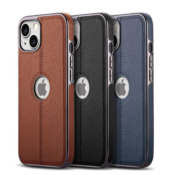 DHCP Business Phone Cases for iPhone Pro Max Plus 14 Electroplated Leather Full Cover Shockproof Soft TPU PU Protective Shell