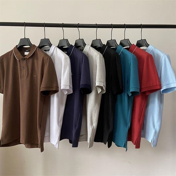 8 colors CP lapel polo shirt casual short-sleeved stretch beaded cotton polo shirt M-XXL