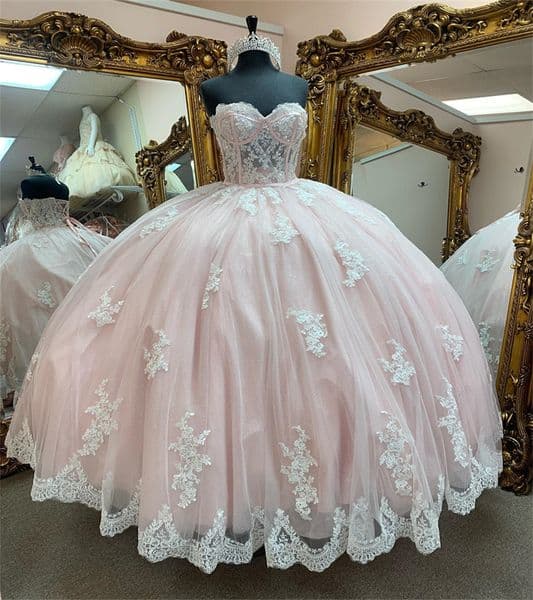 Princess Pink Quinceanera Dresses 2023 Appliques Lace Ball Gown Birthday Party Dress Sweetheart Corset Classy Vestidos De Prom 16 XV Debutante Vestidos 15 anos