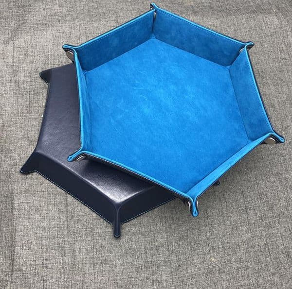 Foldable Hexagon Tray Box For RPG DnD Games Dice PU Leather Storage Decorative Dish SN6920