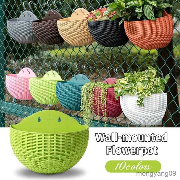 2026 New Planters Pots Half Round Mount Flowerpot Garden Patio Plastic Wall Hanging Planter Basket L260529 Free Shipping