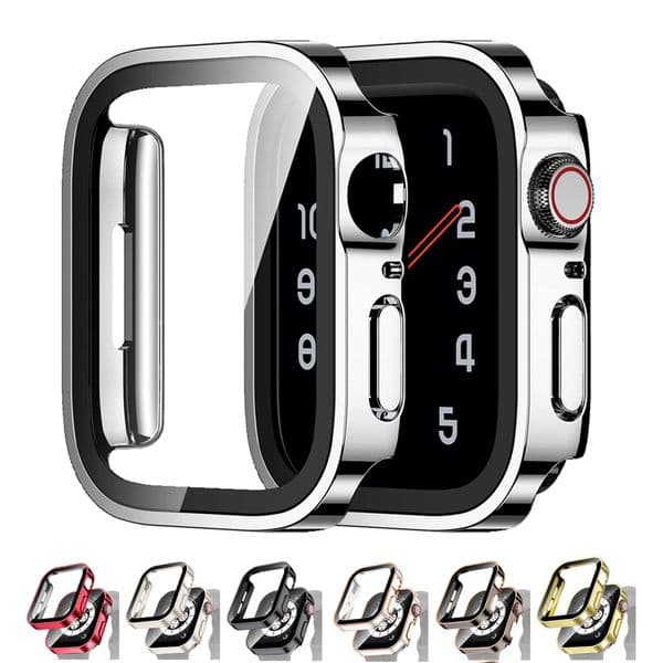 Watch Case Glass Screen for Apple Watch Cover 40mm 44mm 41mm 45mm Frame Straight Edge Bumper IWatch Series 8 7 6 SE 5