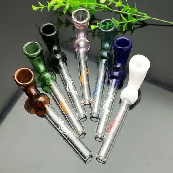 Glass Oil Burner Pipes hookah Glass Smoking bongs Smoke Pipes The latest colored curved dolphin printed glass pipe