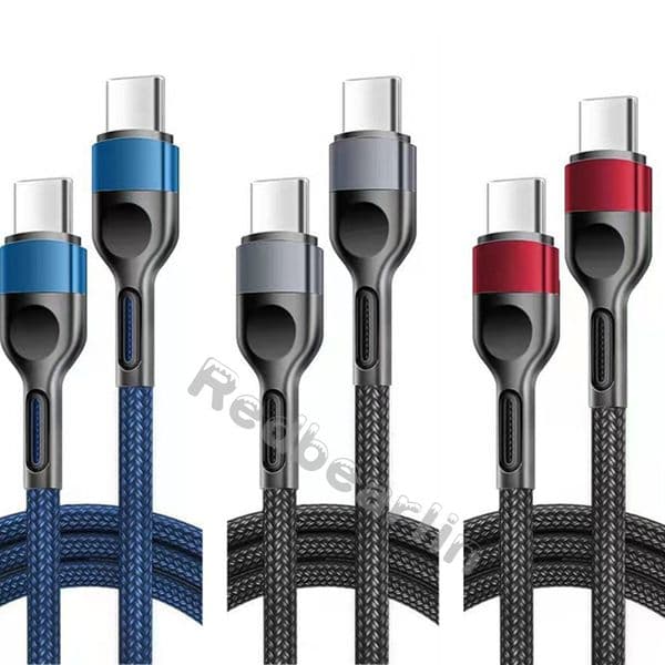 Fast Quick Charging Fabric Alloy 1M 2M 3M to C USB-C To Type c Cable Cord e For Samsung S10 S20 S22 S23 Htc lg Android phone (C/C)