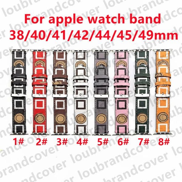 Designer Apple Watch Strap for apple watch Band series 8 3 4 5 6 7 9 38MM 42MM 40mm 45mm 44mm 49mm iwatch bands Double F Genuine Leather Watch Band Armband ap Watchband