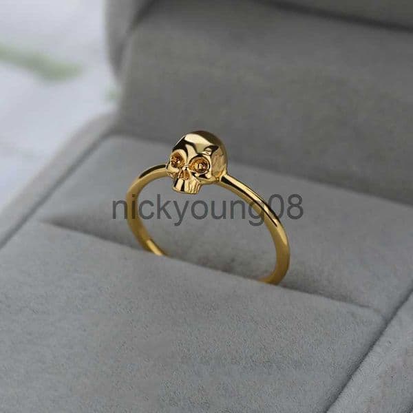 Band Rings Stainless Steel Skull Rings For Women Men Gold Color Punk Skeleton Ring Male Female Vintage Gothic Finger Jewelry Free Shipping L231127