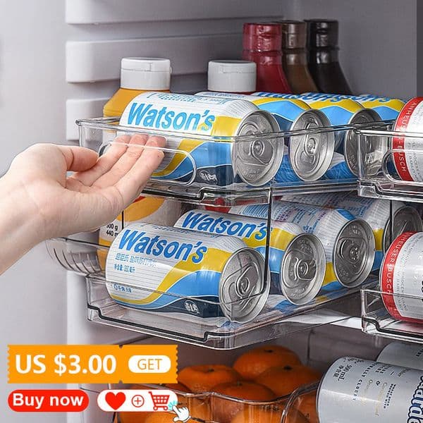 Pot Racks Refrigerator Can Dispenser Rolling Beverage Soda Fridge Organizer Storage Shelf Beer Coke 230625