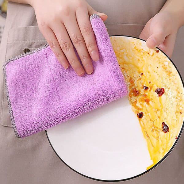 Cleaning Cloths Dishcloth Double Thickened To Remove Grease Kitchen Supplies Wipe Tablecloth Absorbent Non-shedding Non-oil Cleaning Cloth
