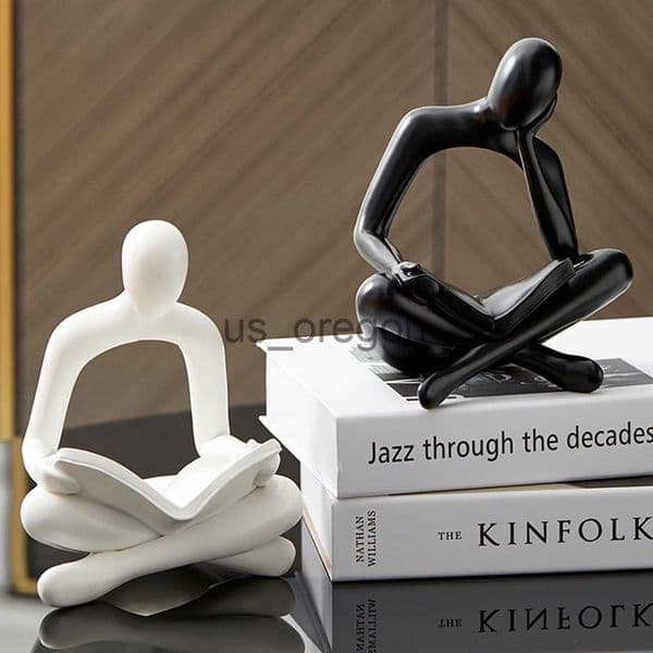 Decorative Objects Figurines Nordic Home Decoration Abstract Thinker Statue Miniature Resin Sculpture Figurines for Interior Office Desk Accessories