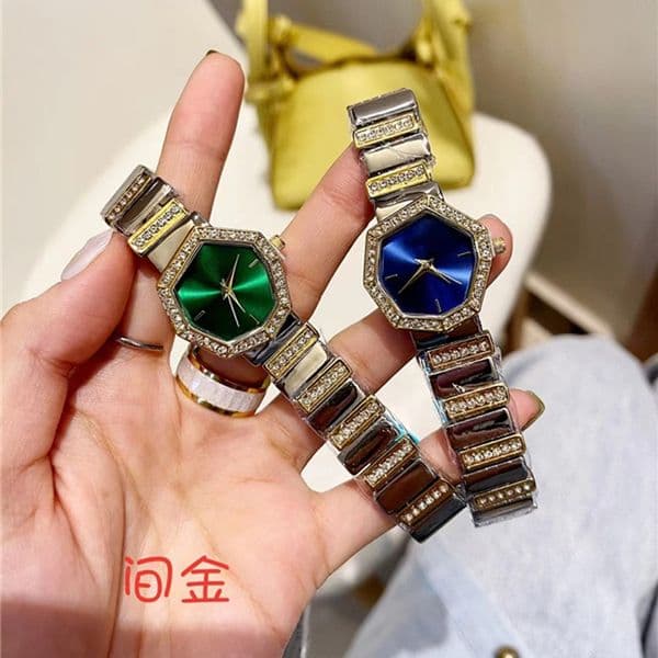 Fashion Full Brand Wrist Watch Women Ladies Crystal Style Luxury With Logo Steel Metal Band Quartz Clock D46