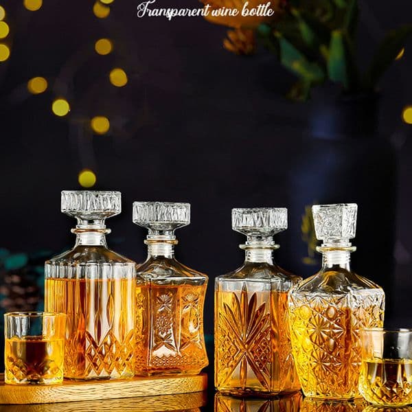 Wine Glasses 1000ML Square Decanter Empty Spirit Whisky Bottle Glass Liquor Bottles Crystal Spirits Bar Home 230628
