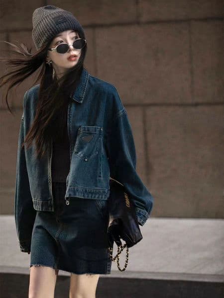 Womens Jacket Denim Coats Jackets With Letter Zippers Coat Jeans Windbreaker Long Sleeves Shirts Short Coats S-XL
